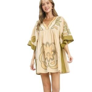 Umgee Boutique Boho Embroidered Babydoll Dress | Floral Resort | SZ S | NWT